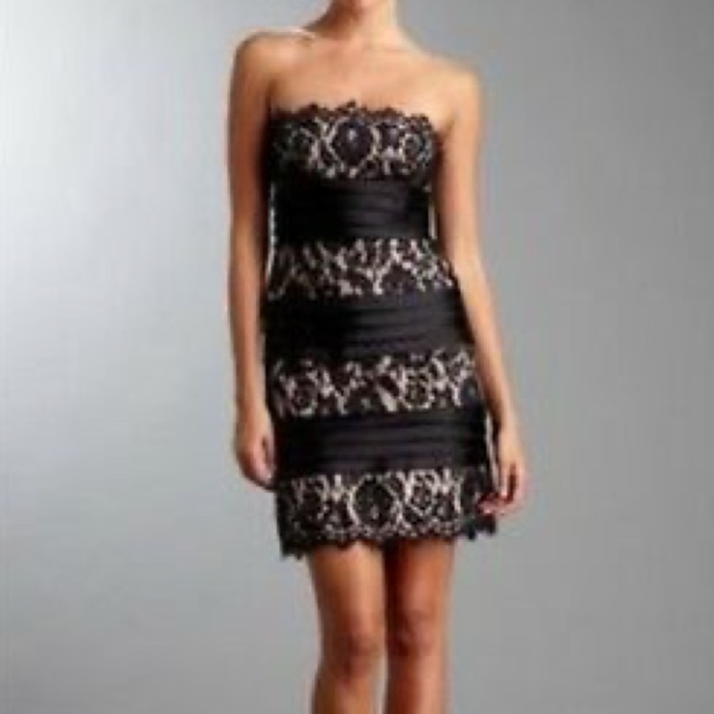 BCBG MaxAzria Strapless Satin & Lace Dress -Size 4